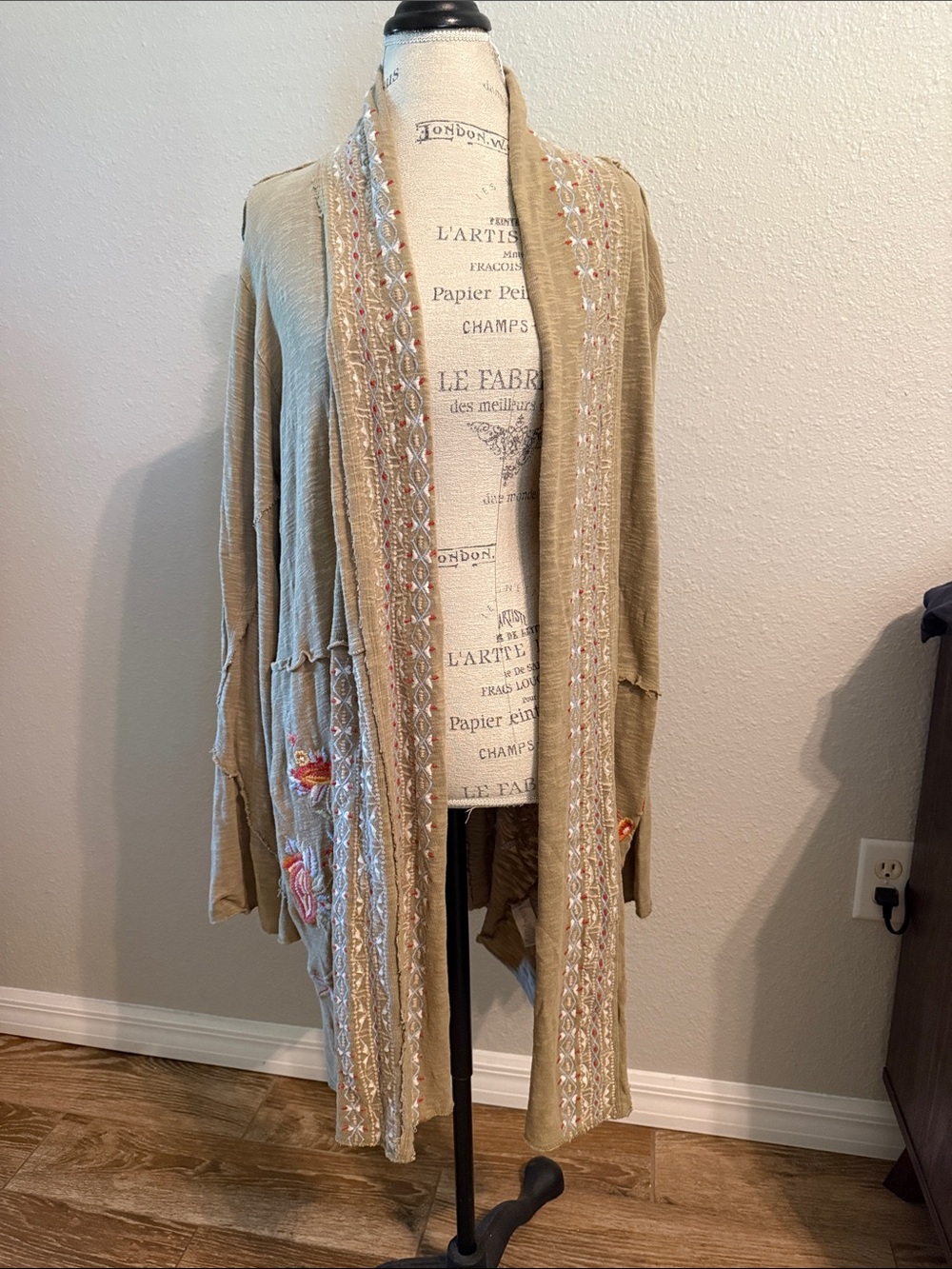 Cozy Embroidered Open-Front shawl Cardigan